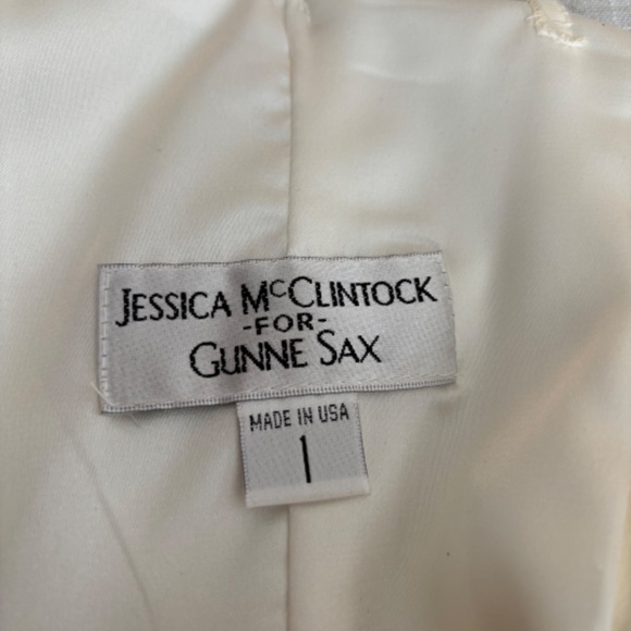 Jessica McClintock Jr. Size 1 Creme Bubble Hem Dress with Dusty Rose Satin Bow - Picture 4 of 7